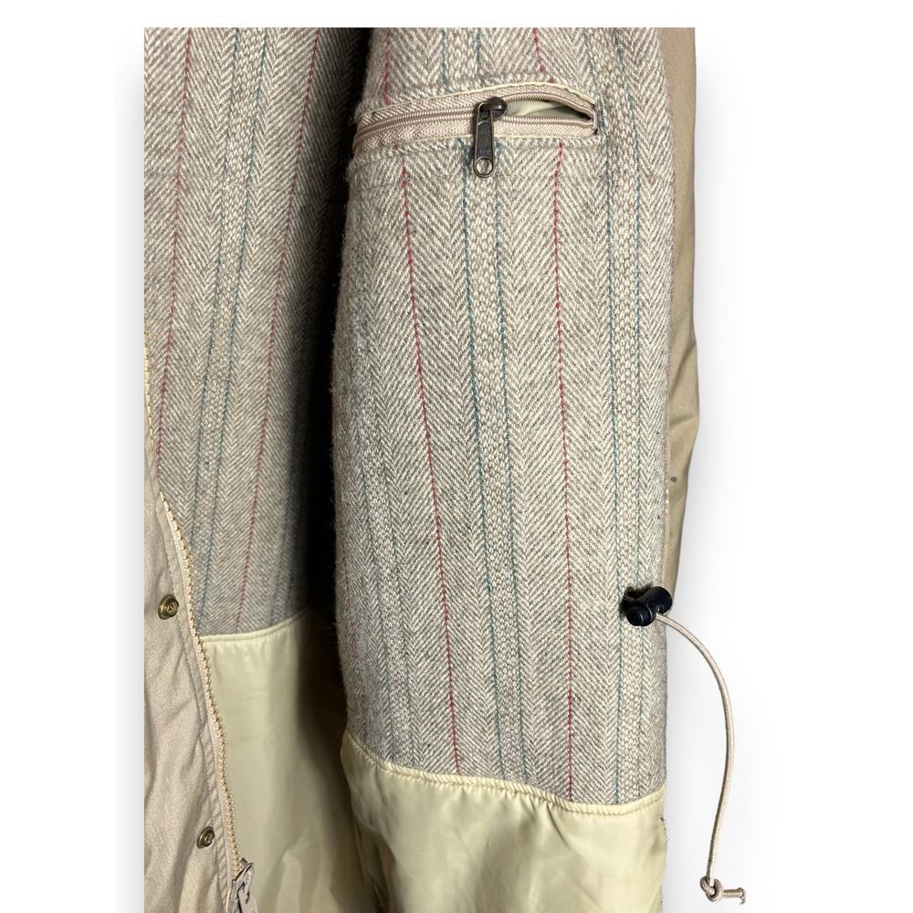 Vtg LL Bean Tan Thinsulate Wool Lined Parka Coat | Mens LARGE | USA Vintage - Picture 10 of 11